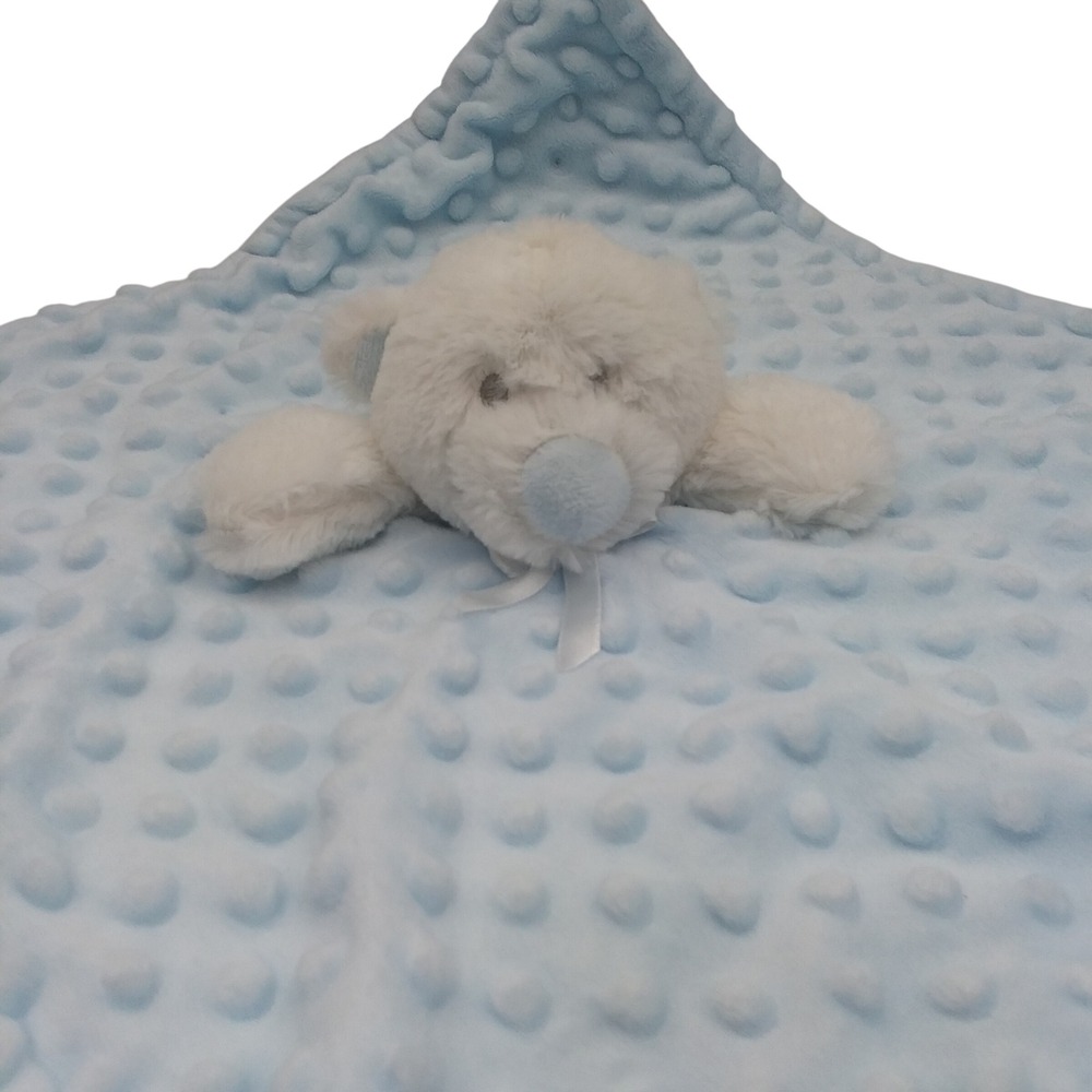 Blankets & Beyond Baby Lovey Security Blanket Plush Teddy Bear Blue Dot Canada